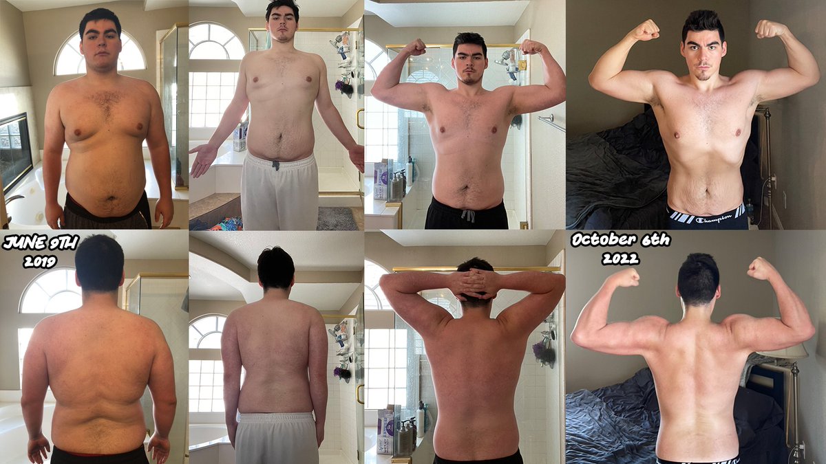 Pineaqples's tweet photo. PHYSIQUE UPDATE!!! Here's my current progress on my body transformation journey. Nothing but hard work, consistency, diet, and belief in myself. I'm really happy with where I'm at now but still have a long way to go! 

~285lbs down to 205lbs so far 📉 https://t.co/8iWTmqeX71