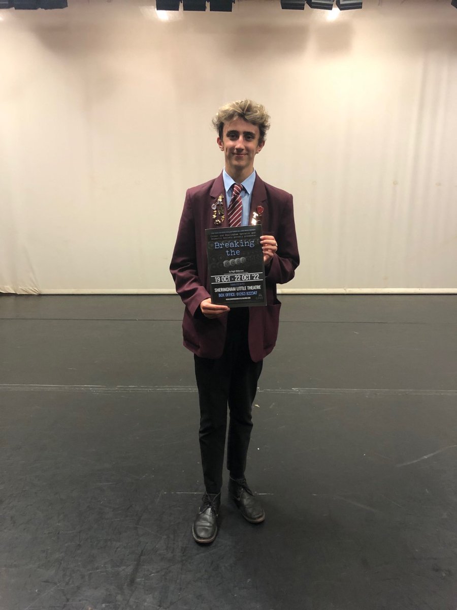 NWHS's tweet photo. We are incredibly proud of Charlie!

After a starring role in the school production of Aladdin, Charlie takes on his next role in "Breaking the Code" at the Sheringham Little Theatre. 

#excellence #CSODS https://t.co/L483ZwCFPP