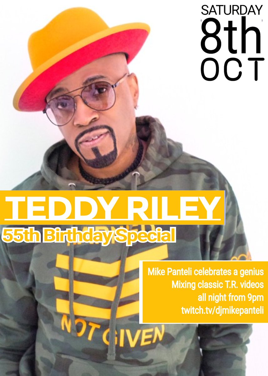 DJMikePanteli's tweet photo. If you love Teddy Riley's productions and remixes, then this line stream is for you. 

Saturday at 9pm

https://t.co/VHXsBV6oiQ https://t.co/xfVoDMMBiL