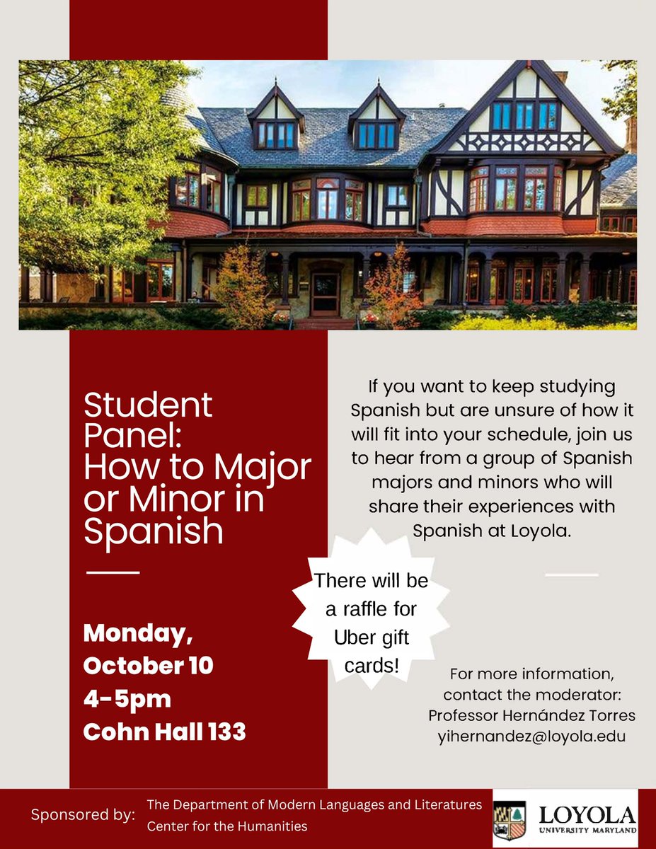 Not sure how a Spanish major or minor fits into your schedule? Join us on Monday, October 10th from 4-5pm in Cohn Hall to learn firsthand from Loyola students how you, too, can make it work! 📚
