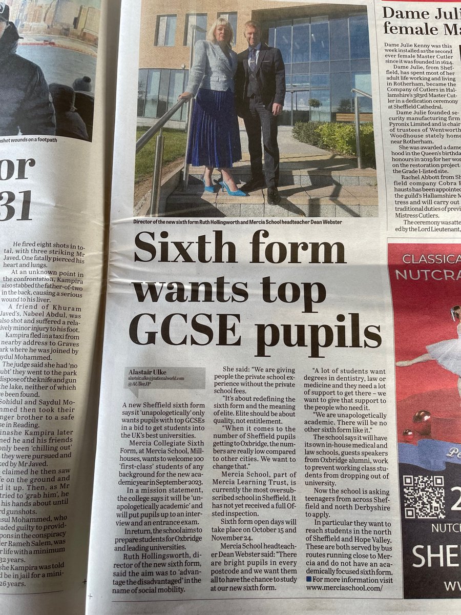 Mercia Collegiate Sixth Form (@merciaschoolsf) on Twitter photo Great to be featured in the <a href="/shftelegraph/">Sheffield Telegraph</a> today
<a href="/MerciaSchool/">Mercia School</a> #MCSF #unapologeticallyacademic #elitesixthform #sheffieldsixthforms #sheffield Great to be featured in the <a href="/shftelegraph/">Sheffield Telegraph</a> today
<a href="/MerciaSchool/">Mercia School</a> #MCSF #unapologeticallyacademic #elitesixthform #sheffieldsixthforms #sheffield
