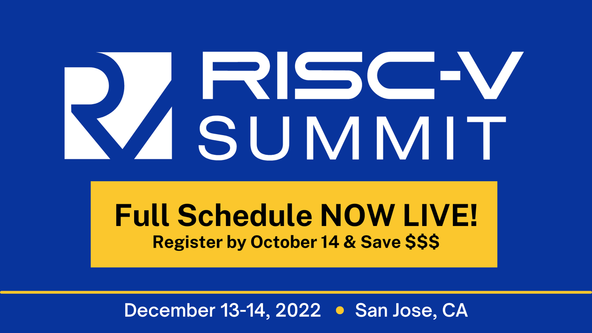 linuxfoundation's tweet photo. NEW: The RISC-V Summit schedule and keynote speakers are LIVE! Explore 4 days of community-curated content + technology breakthroughs with industry leaders and industry + technical tracks. View the schedule + keynote speakers: https://t.co/8PVBaTivmO #RISCVSUMMIT #RISCVEVERYWHERE https://t.co/CaLQiOWe8l