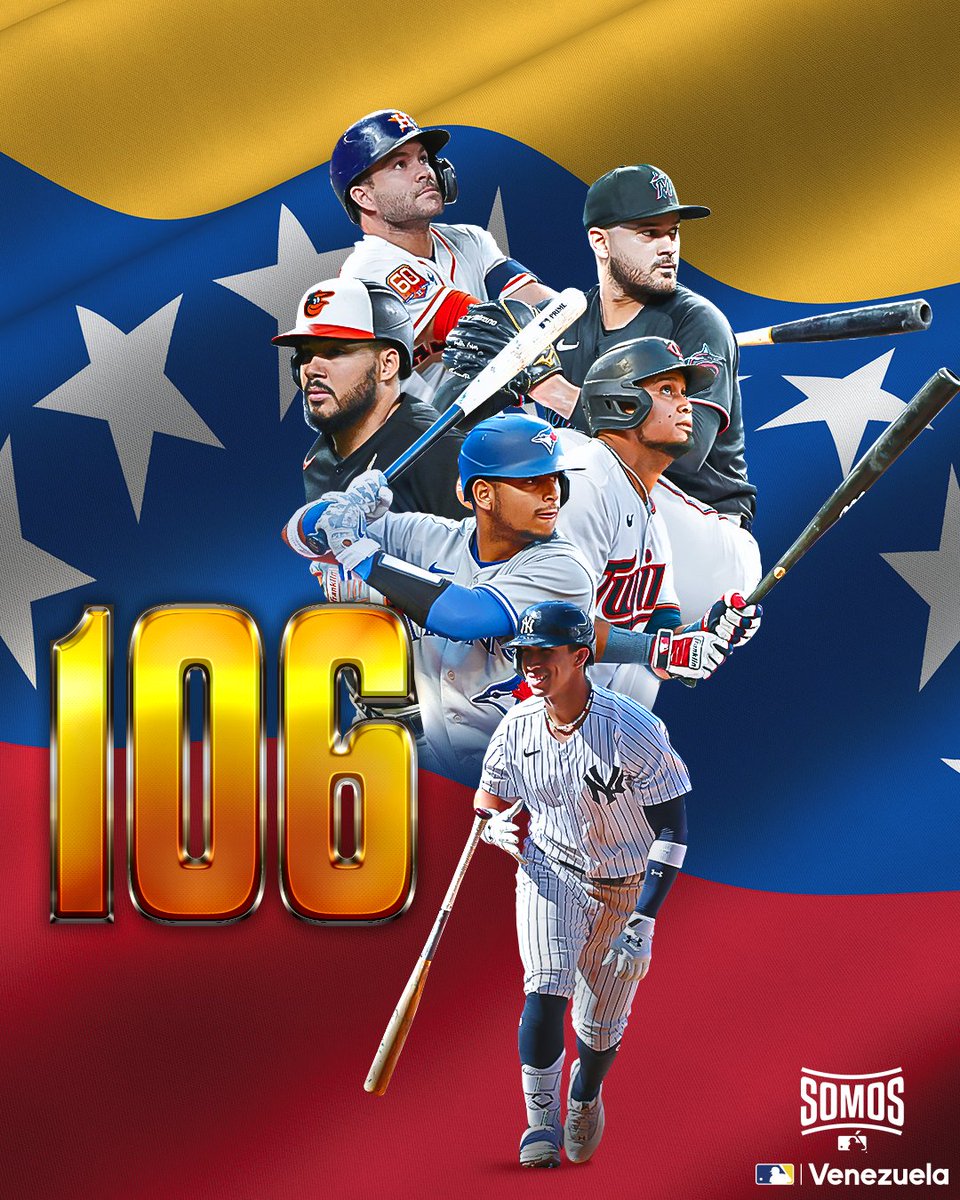 MLBVenezuela's tweet photo. ¡#ArepaPower pa' repartir! 🇻🇪

¡1️⃣0️⃣6️⃣ venezolanos se lucieron en el terreno en esta campaña de @LasMayores! 👏

#HispanicHeritageMonth | #SomosMLB https://t.co/8HeJlAXQfB