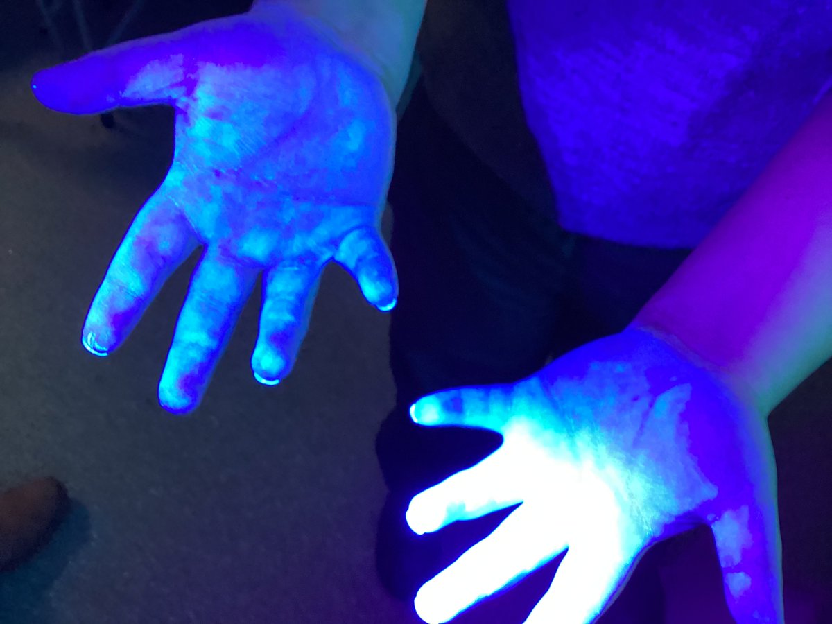 StainesPrepSci's tweet photo. #StainesPrepScience #StainesPrepYr6 pupils have been exploring how hygiene helps to combat microorganisms. Learning the work of esteemed scientists Ignaz Semmelweis and Edward Jenner. They also saw how the jet black scorpion looks under UV. 😲 https://t.co/TPToisajGT