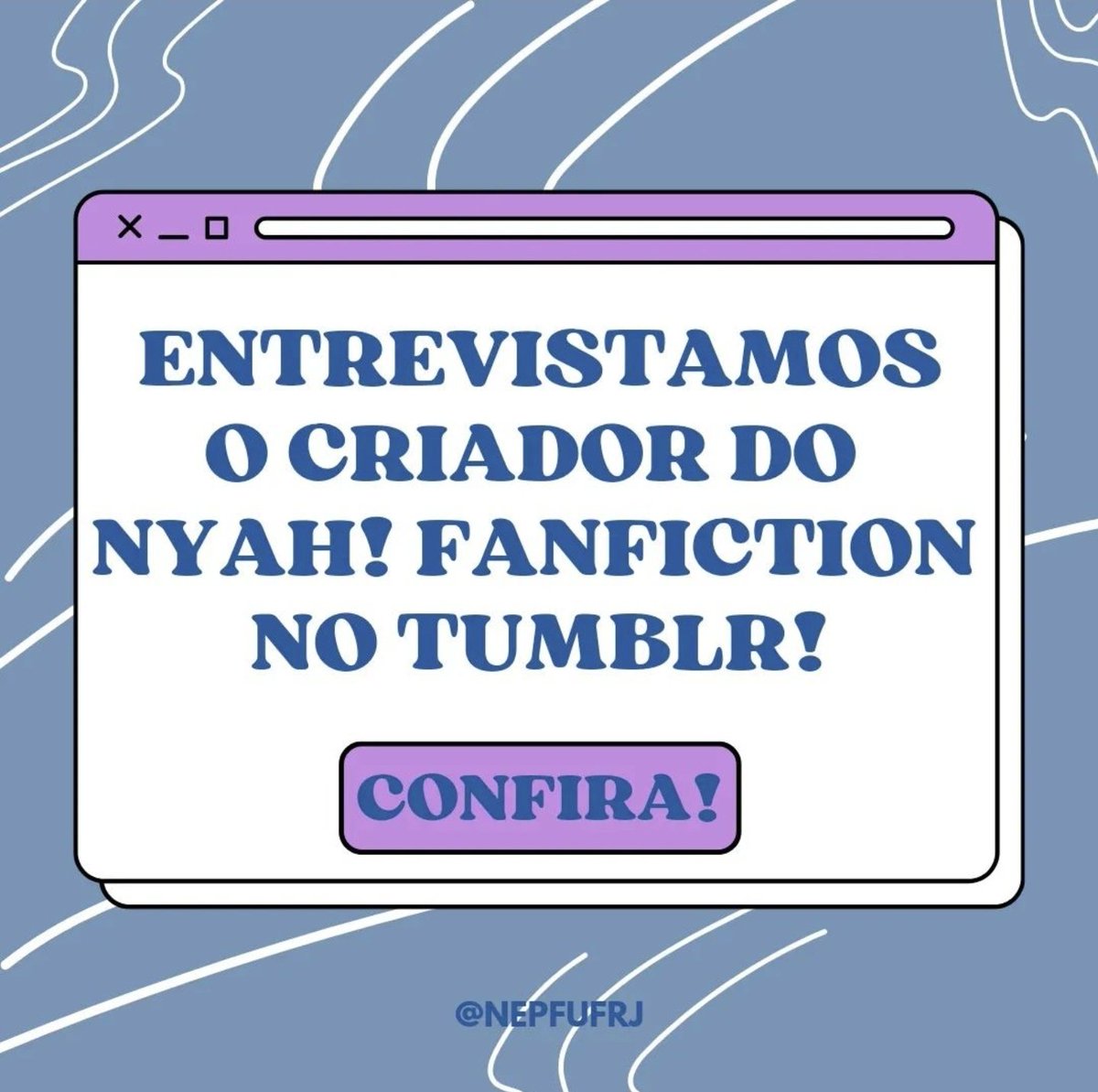 seijinho's tweet photo. O Núcleo de Estudos e Pesquisas de Fanfic (NEPF) da UFRJ me entrevistou. Falei um pouquinho da minha história no mundo das fanfics, e compartilhei alguns planos para o futuro, no +Fiction (https://t.co/YRjzdxvhAS)

Entrevista em PT-BR:
https://t.co/tOYi0oF4xo https://t.co/0OTEkCoVXC