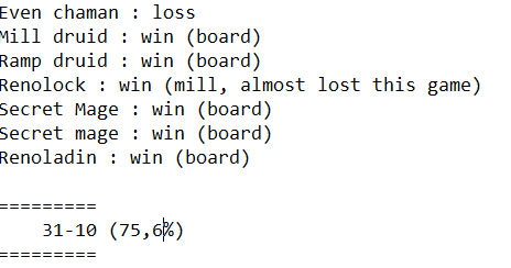 MonosBzh's tweet photo. Hey guyz , little update: Spell token druid is really strong
I was not waiting for this winrate, this morning I was near of 80% winrate (in 30 games), I had a little losestreak so now, my winrate is more like 75% which is OK too ! 
I wrote all my games in a paper (yes,no tracker) https://t.co/K7xpFnn7GC