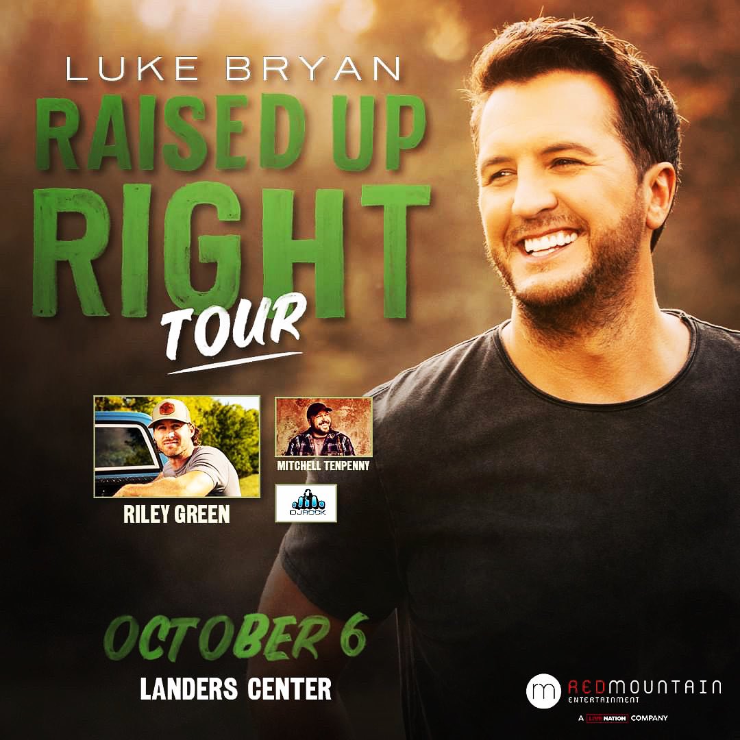 cmbaker21894's tweet photo. Today’s the day we see #lukebryan on his #raiseduprighttour with special guests #rileygreen & #mitchelltenpenny at the #landerscenter we’re super excited and can’t wait !! https://t.co/mhlHyFaPXB