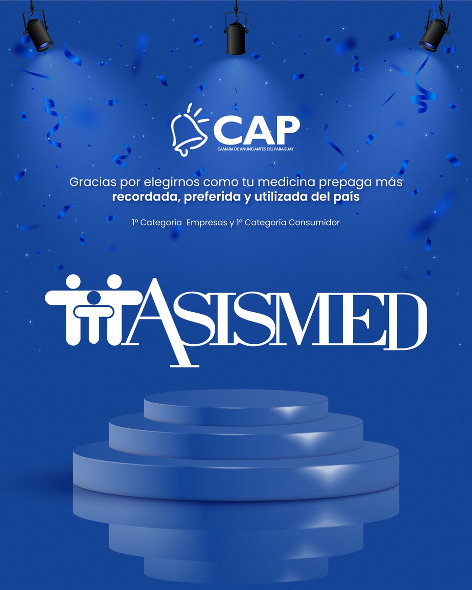 AsismedPy's tweet photo. Gracias por elegirnos ✨

Desde 2016 mantenemos el primer puesto como la marca Preferida, más utilizada y más recordada en la premiación Ranking de Marcas

Estamos orgullosos y comprometidos en seguir dando lo mejor para cada uno de ustedes 🙌🏻💙

#Asismed #RankingdeMarcas https://t.co/DaKH4pVtDm