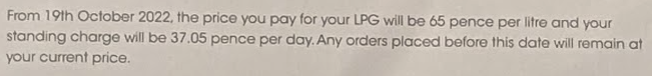 Fizzer4000's tweet photo. #flogas appear to be in breach of their own contract. 15ppl rise within a few months of our new lpg tank going in the ground. 65ppl! It looks like there is an early termination clause, specifically if they do this. Anyone else tried early termination with FG for this reason? https://t.co/3NuU0OdZT3