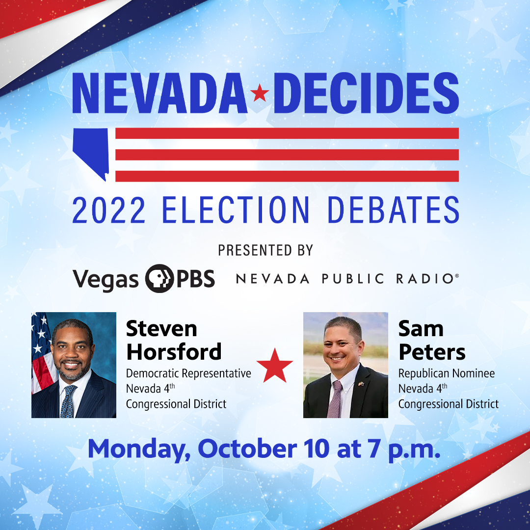 Monday at 7 p.m., join us and <a href="/KNPRnews/">Nevada Public Radio</a> for a LIVE debate between Democratic representative for Nevada's 4th congressional District, <a href="/StevenHorsford/">Steven Horsford</a>, and Republican challenger @SamPetersNevada. #NevadaWeek host <a href="/Amber_R_Dixon/">Amber Renee Dixon</a> and KNPR News Director <a href="/joedowntownlv/">joseph schoenmann</a> will moderate.