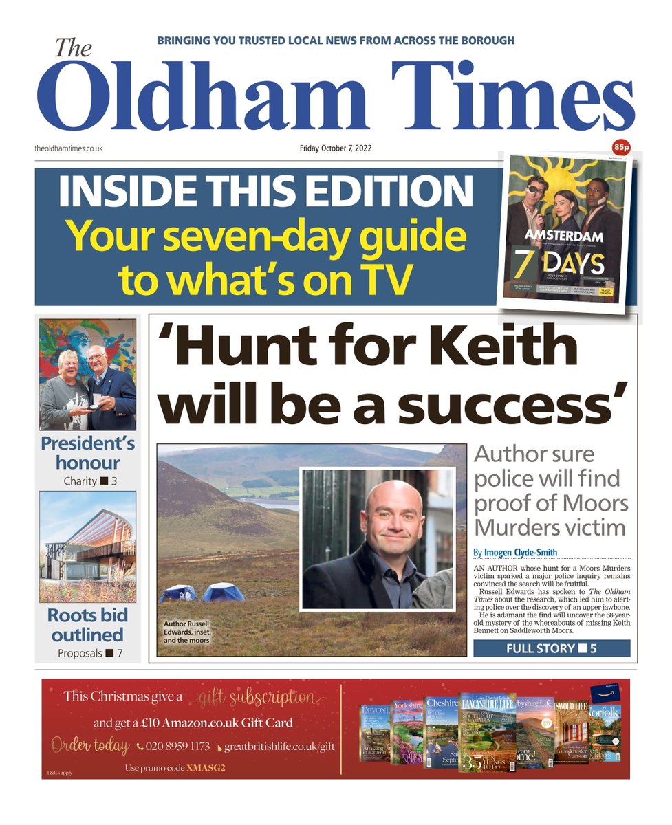 RJKDuggan's tweet photo. Front page of Friday's @TheOldhamTimes 📰
 
"Hunt for Keith will be a success"

#Oldham #GreaterManchester #LocalNews #BuyAPaper #LocalNewsMatters #Newsquest #OldhamAthletic #OAFC #Latics #GMP #Covid #TomorrowsPapersToday #MoorsMurders #KeithBennett https://t.co/7kglYfSVdN