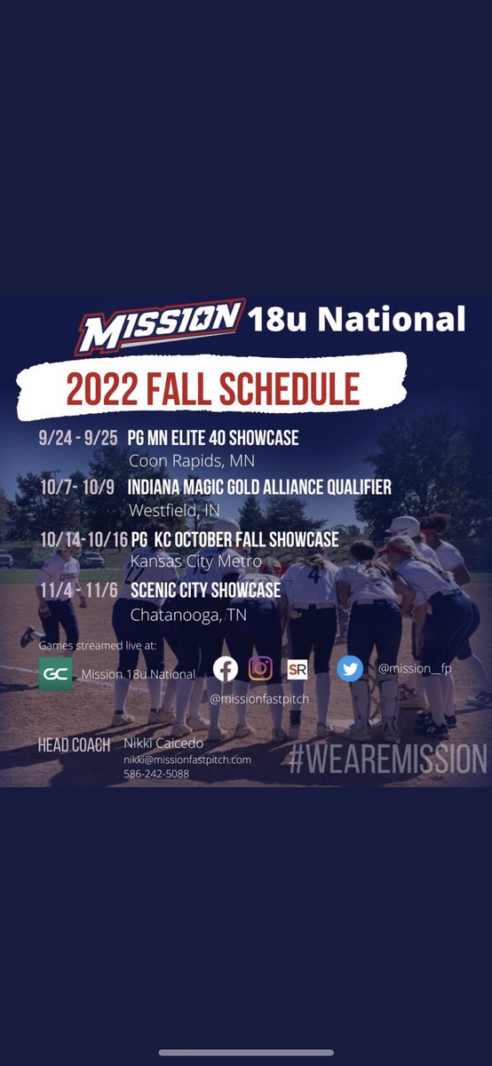 Here is my fall schedule!! @Mission__FP @WTSoftball @KCC_SB @UMD_Softball @PG_Softball @SSC_Softball