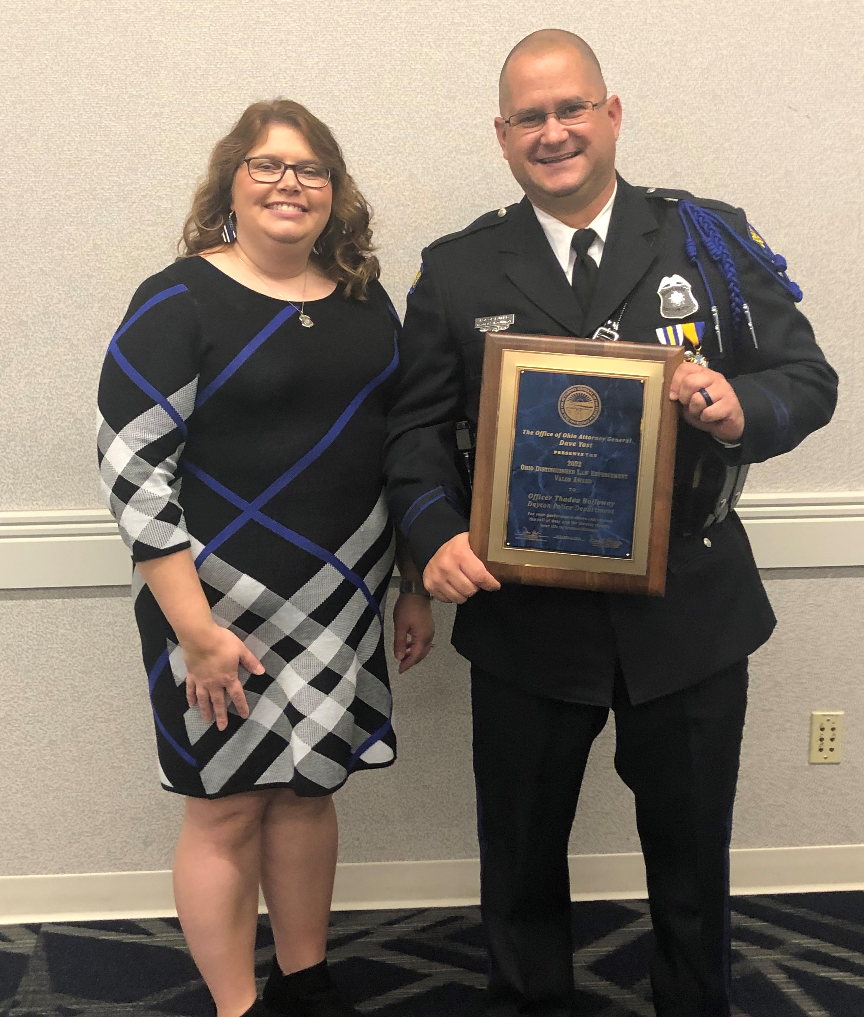 Dayton Police Dept. on Twitter: "Today, Officer Thadeu Holloway received  the Ohio Distinguished Law Enforcement Valor Award from the Office of  Attorney General Dave Yost. The award comes nearly one year after