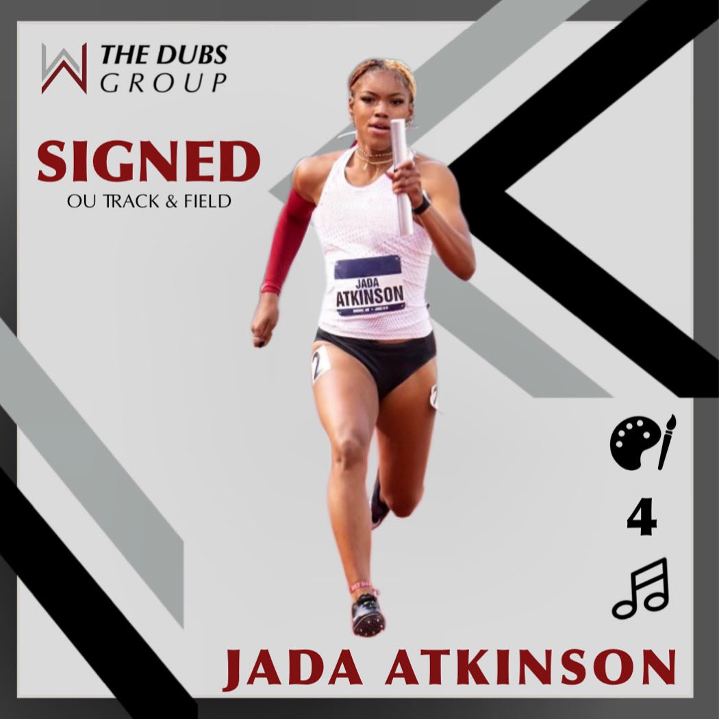 TheDubsGroup's tweet photo. Psyched to introduce another new Dubs athlete @jada_bada24 !!! Jada is a sophomore on the @OU_Track team and is constantly leaving her opponents in the dust 💨 WELCOME TO THE DUBS GROUP JADA 🤝
#TheDubsGroup #NIL #OUTrackandField #444 https://t.co/EXQlCBqwKZ