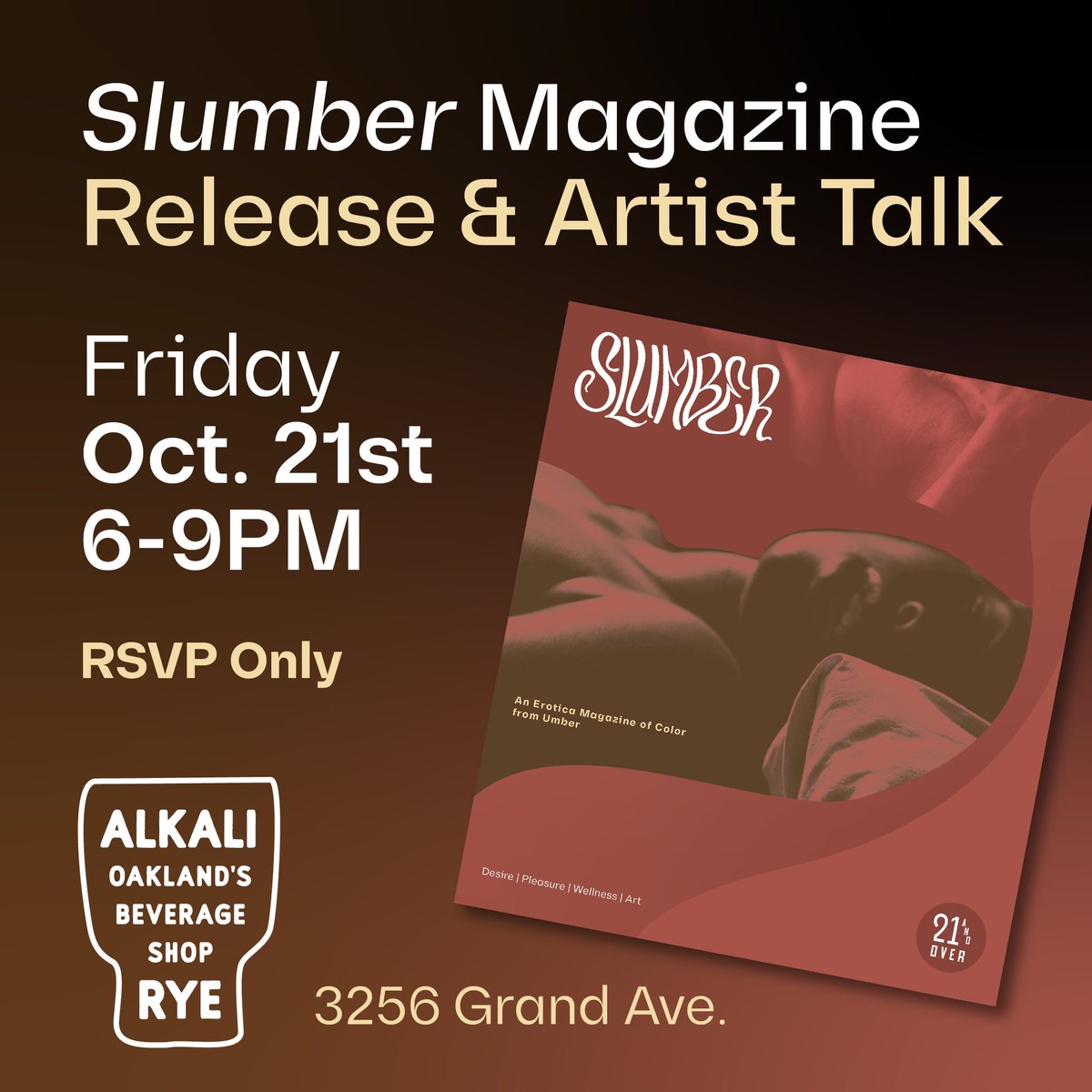 Join us Oct. 21 for a pleasurable evening as we celebrate Umber’s latest print release Slumber, the Lucid Dreams Issue. With special guest <a href="/saddikhali/">saddi khali photos</a> (Miami/NYC) and more. Plus get copies of Slumber! eventbrite.com/e/430532392977…
