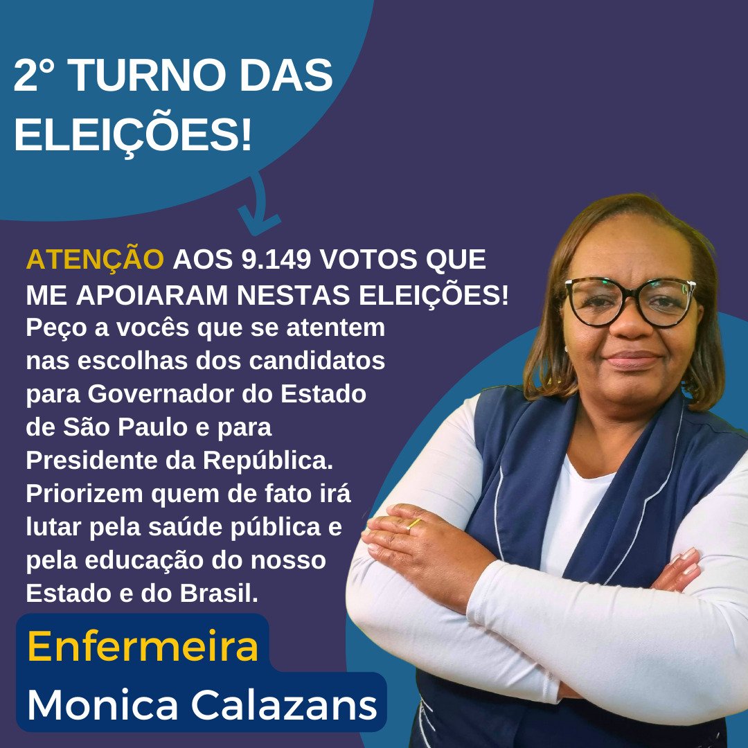 MonicaCalazans6's tweet photo. Vote com sabedoria neste 2° turno das eleições! #Saude #Eleicao2022 https://t.co/LlYoI75B1x