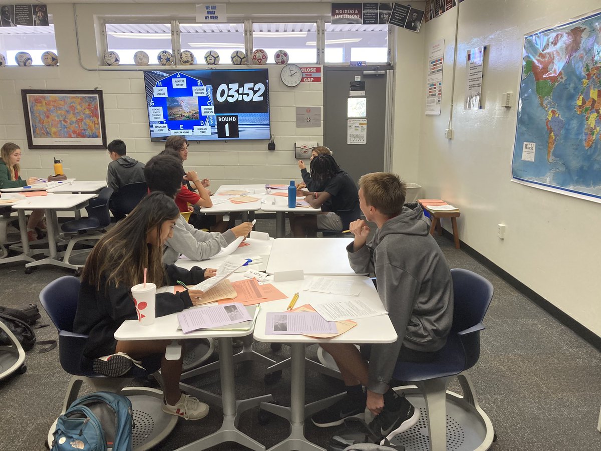 Students were in the Octagon today. Went three rounds with different westward expansion/manifest destiny topics and themes each round. Ss rocked it! High engagement. Check out #EMC2Learning @MeehanEDU @mrmatera