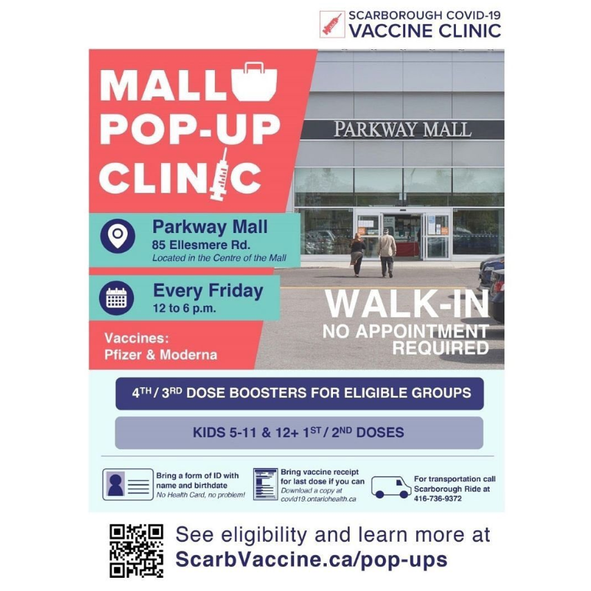 JeanYip3's tweet photo. #GetVacinated with @SHNCares at Parkway Mallโs pop-up clinic at ๐85 Ellesmere Road (Victoria Park Ave and Ellesmere Rd). Every Friday from 12-6pm, no appointment required. https://t.co/7UKAlslnX9