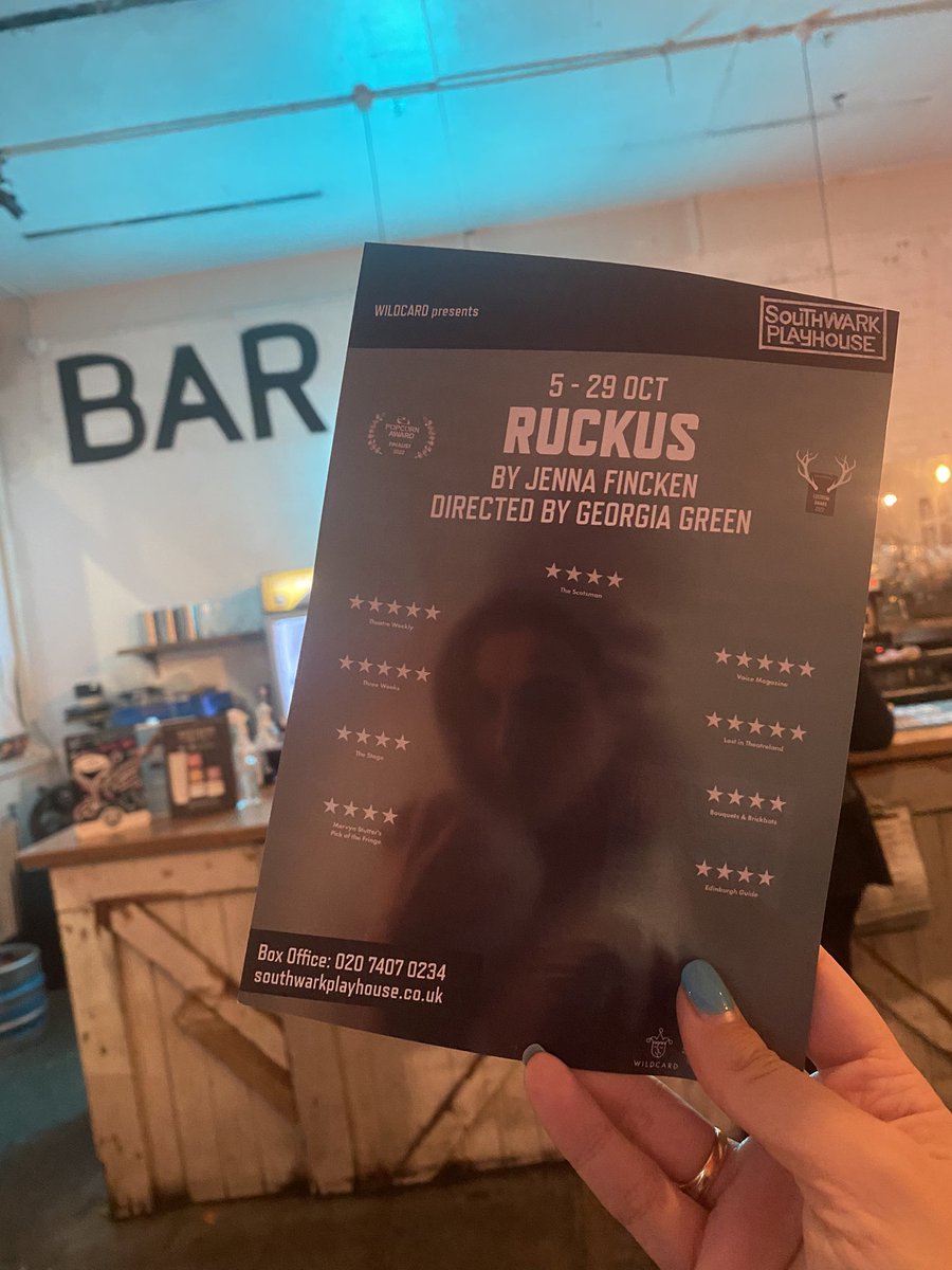 This is your reminder to stop what you’re doing IMMEDIATELY and book a ticket for Ruckus at <a href="/swkplay/">Southwark Playhouse</a> by  @jenna_fincken @WildcardTheatre
