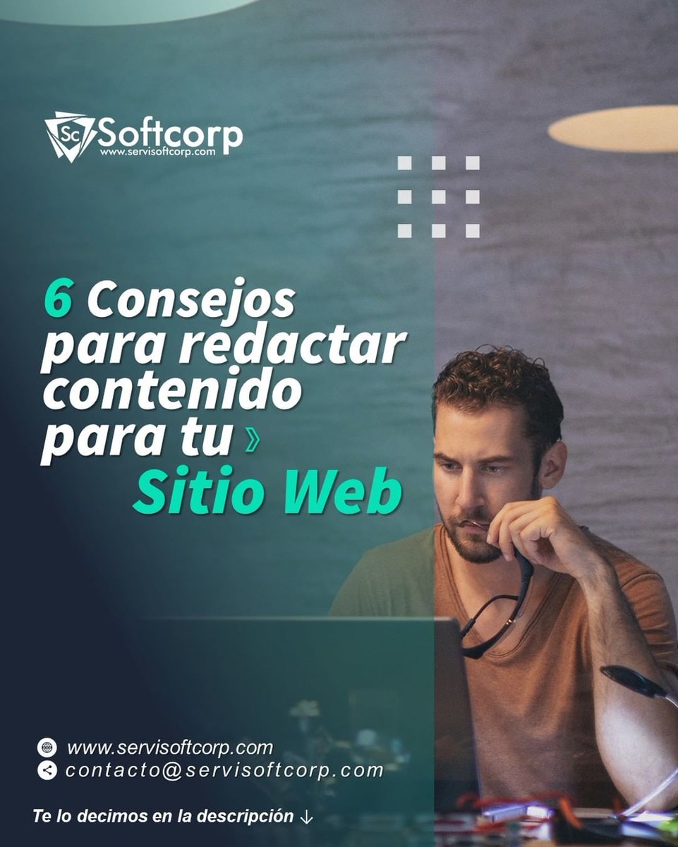 servisoftcorp's tweet photo. ¿No tienes idea de cómo deberías redactar los textos para tu sitio web?

¡Te ayudaremos!, presta atención a los siguientes 6 consejos que traemos para ti. 👇
https://t.co/ZpchKx76Vm https://t.co/tiFldO6RgL