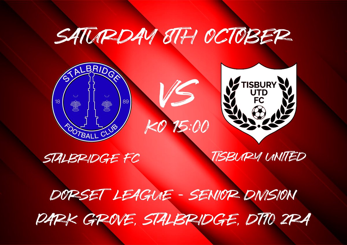 Tisbury United FC (@tisburyf) on Twitter photo The first team are back in Dorset League action, making the relatively short trip to <a href="/StalbridgeFC/">Stalbridge FC</a> this Saturday.
The boys are looking to get back to winning ways and to exact revenge for last seasonβs 3-2 defeat in this fixture.
Up the Sharks!!! π¦π¦π¦π¦π¦
#UTS #DorsetLeague The first team are back in Dorset League action, making the relatively short trip to <a href="/StalbridgeFC/">Stalbridge FC</a> this Saturday.
The boys are looking to get back to winning ways and to exact revenge for last seasonβs 3-2 defeat in this fixture.
Up the Sharks!!! π¦π¦π¦π¦π¦
#UTS #DorsetLeague