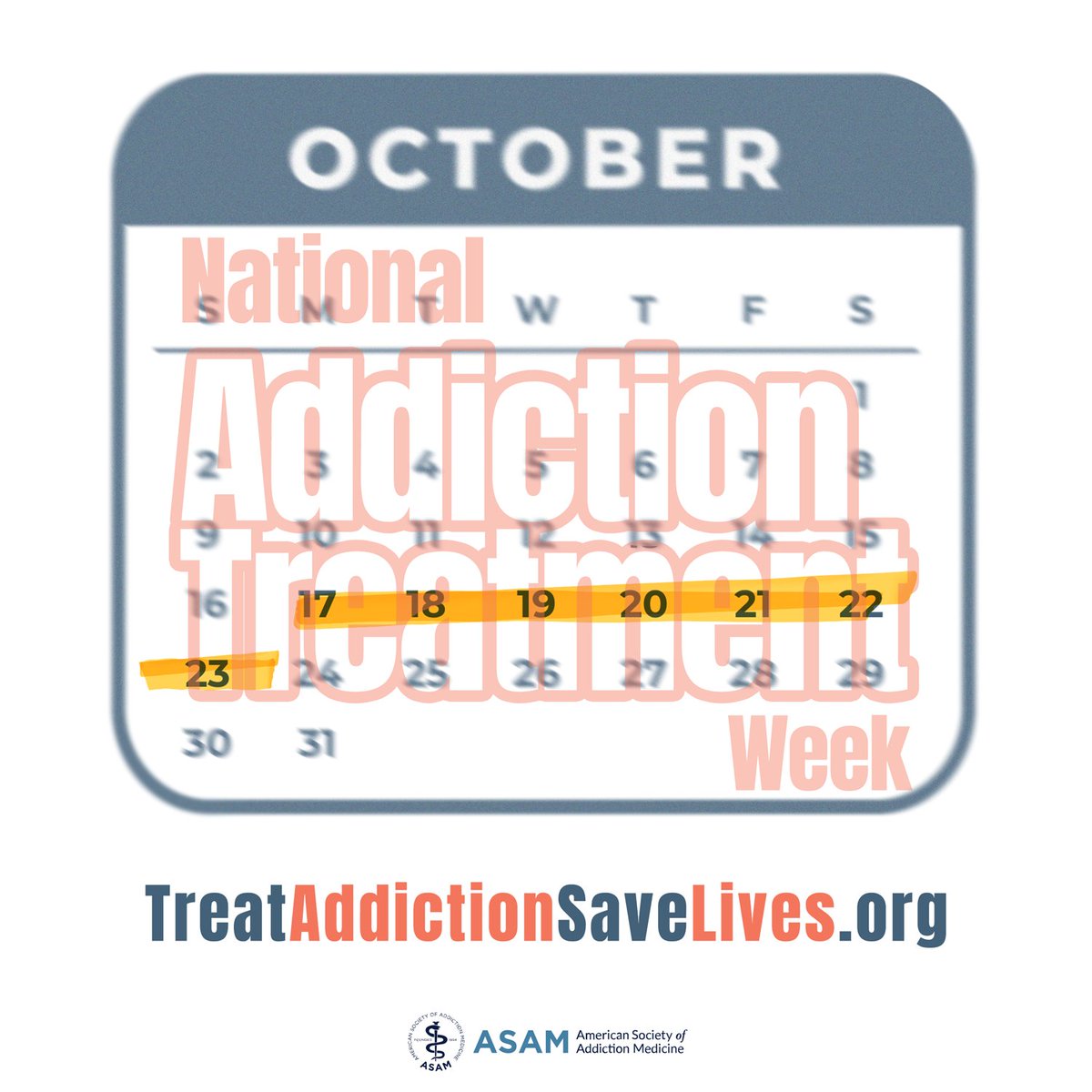 HIAddictionMed's tweet photo. Join us next week for National Addiction Treatment Week, October 17-23!

#TreatmentWeek #NationalAddictionTreatmentWeek #TreatAddictionSaveLives #addiction #AddictionMedicine #recovery https://t.co/F1w53g1ejl