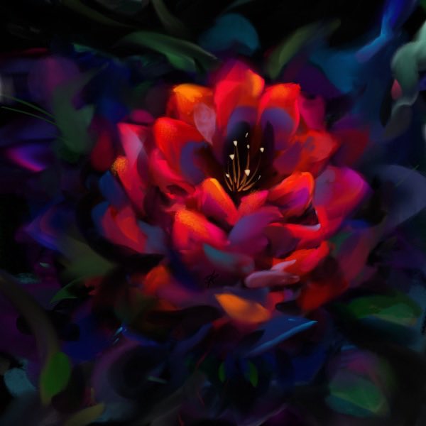 NoahLark's tweet photo. digital art charcoal flower blossomed from the depths of my stress 🥲 #midterms #procrastination https://t.co/861vBlD6YL