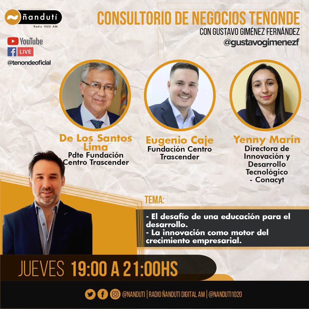 Conacyt Paraguay (@conacytparaguay) on Twitter photo 📢 No te pierdas hoy a partir de las 19:00 horas por <a href="/nanduti/">Radio Ñandutí</a> el programa "Consultorio de Negocios Tenonde", estará participando la Econ. Yenny Marín, Directora de Innovación del CONACYT para hablar sobre la innovación como motor del crecimiento empresarial,💡 🙌 📢 No te pierdas hoy a partir de las 19:00 horas por <a href="/nanduti/">Radio Ñandutí</a> el programa "Consultorio de Negocios Tenonde", estará participando la Econ. Yenny Marín, Directora de Innovación del CONACYT para hablar sobre la innovación como motor del crecimiento empresarial,💡 🙌