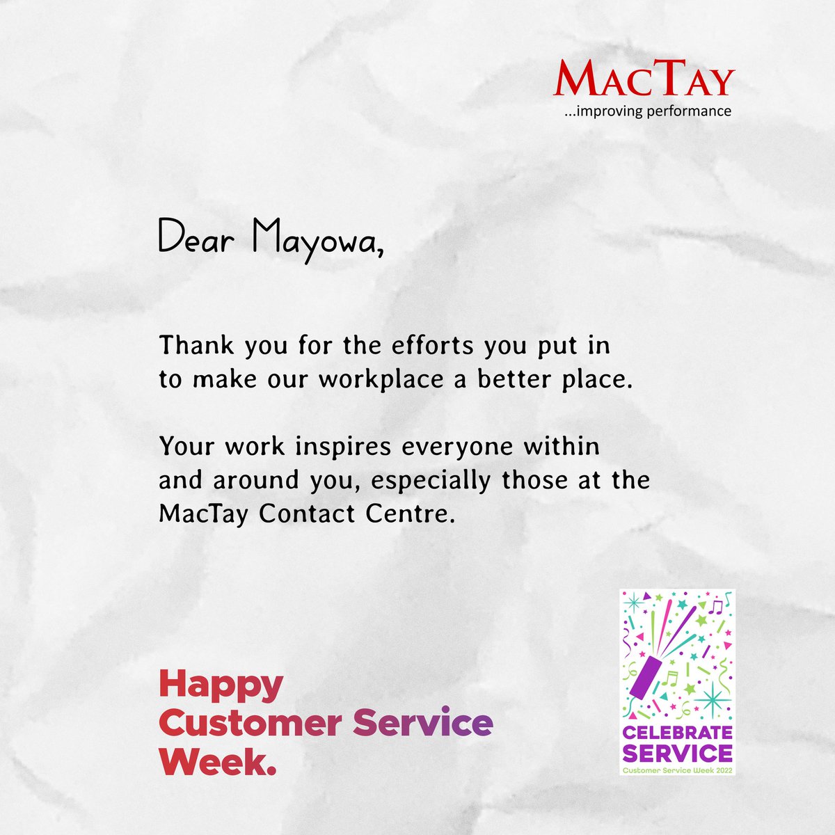 Oluwamoy's tweet photo. I am greatly honored @mactaycontact @MacTayconsult
Thank you and happy customer service happy.
#improvingperformance https://t.co/ZE1MZzPoxv