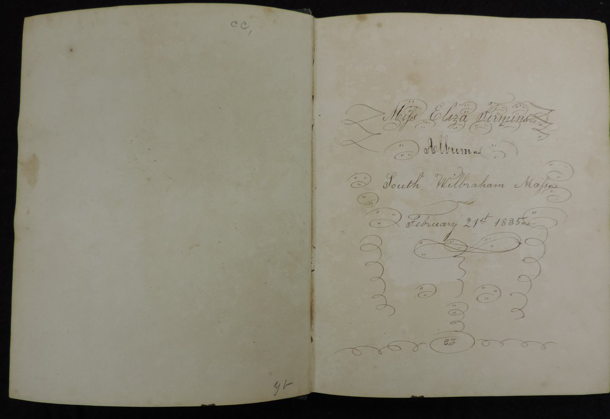 oldsturbridge's tweet photo. #ArchivesDYK that this beautiful friendship album was the first manuscript accessioned into the #OSVResearchLibrary? Eliza Firmin Amidon’s friends and family members filled the pages of her friendship album with poems, excerpts, and heartfelt messages throughout her life. https://t.co/i0JNGV4nOi