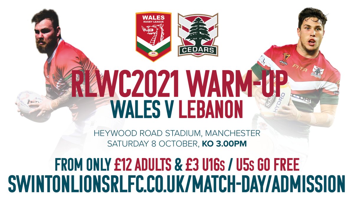 Swinton_Lions's tweet photo. Final call on tickets! Tomorrow Swinton Lions are hosting the @WalesRugbyL  vs @LebanonRL  World Cup warm-up clash at Heywood Road Stadium.

Purchase your tickets on our website https://t.co/o0MGOCrU82

#WALESRL #LEBANONRL #RLWC22 https://t.co/wwJeVZsjez