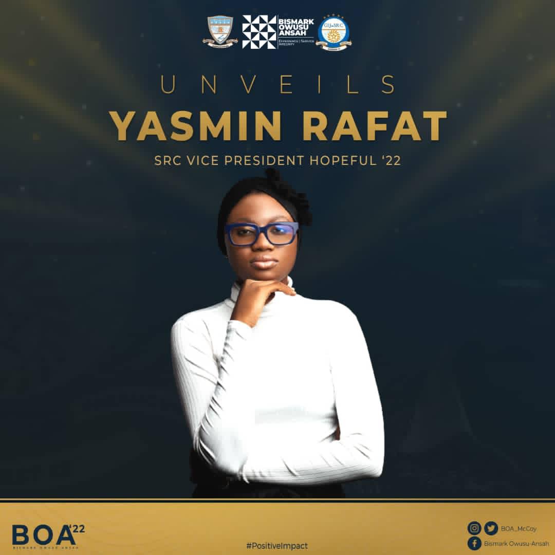 UniMACHQ's tweet photo. [UNVEILING RUNNING MATES];

@BOA_McCoy , a Presidential aspirant, chooses Yasmin Rafat as his running mate for this year's election.
#GIJDECIDES https://t.co/D5jTFP9WmC