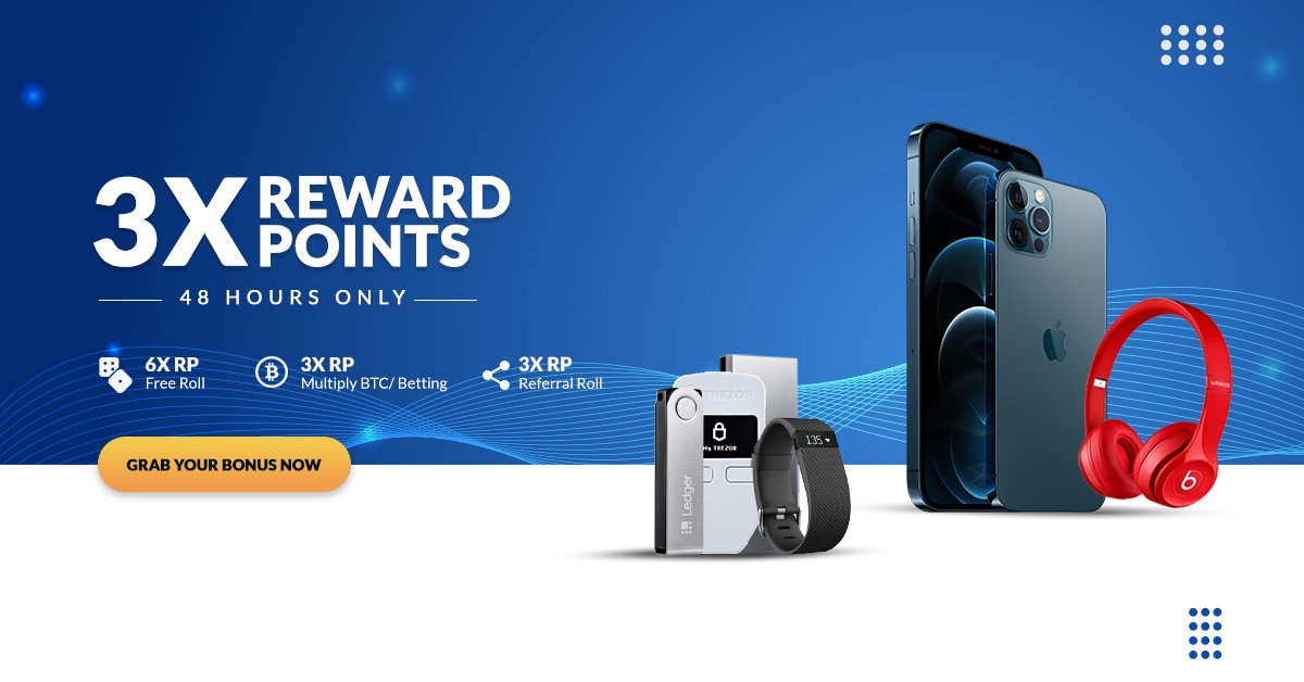 3X Reward Points (RP) promotion is ONGOING and ends in less than 36 hours.

Redeem your RP on the Rewards page for iPhones, Hardware Wallets, Gift Cards, Free BTC, and much more...

#FreeBitcoin #Bitcoin #BTC #RewardPoints #rewards #cryptocurrency