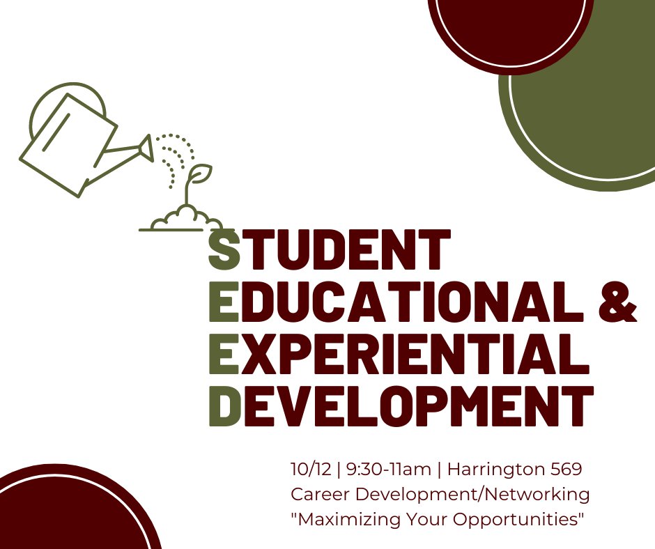 tamueahr's tweet photo. Needing to dust off your elevator speech and learn more about networking &amp; career development?
The next SEEDs event is 10/12 at 9:30am in Harrington 569 &amp; this month Drs. Danny Pugh, Seung Yoon and Michael Shehane will discuss mentor maps and best practices to help you succeed. https://t.co/EjYdQ9LEgR