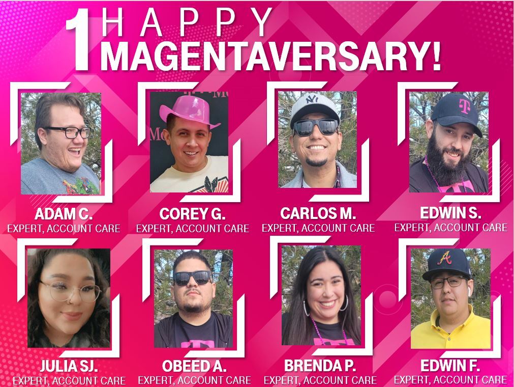 team505menaul's tweet photo. Milestone Magentaversary Alert! Cheers to 1 year of being #famousforexperience! 🥳 https://t.co/I5JnqYa5TE