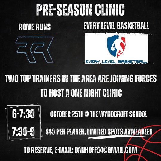 ⁦<a href="/coach_rome10/">Ross Romanello</a>⁩ ⁦<a href="/EveryLevelBball/">Every Level BBall</a>⁩ will be hosting a pre season workout!! Reach out to save your spot today