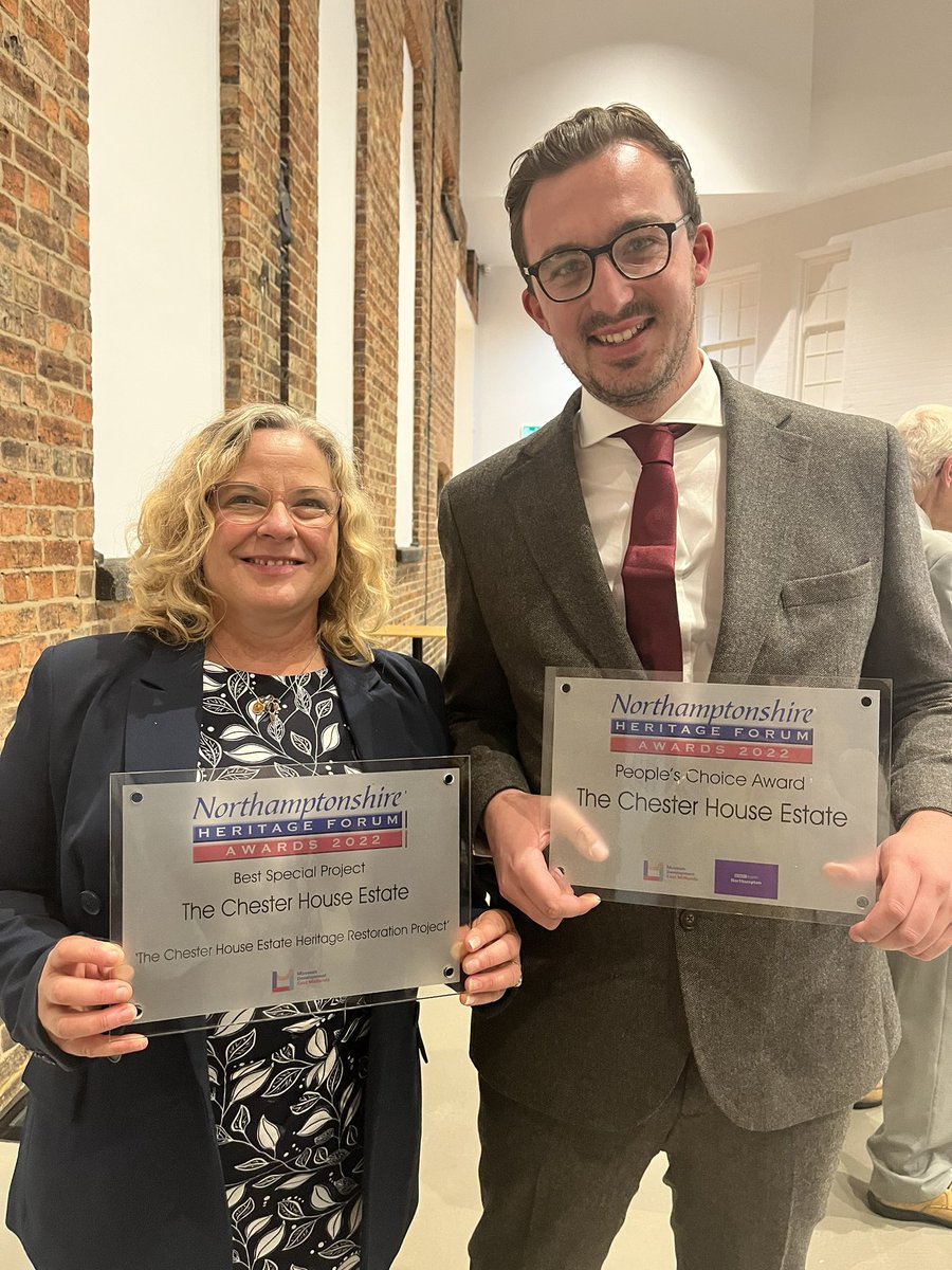 🏆

Fantastic to receive <a href="/BBCNorthampton/">BBC Northamptonshire</a> ‘The Peoples Choice’ and ‘Best Special Project’ at tonight’s Northamptonshire Heritage Awards. 

<a href="/ChesterHouse_UK/">The Chester House Estate</a> <a href="/NNorthantsC/">North Northamptonshire Council</a>