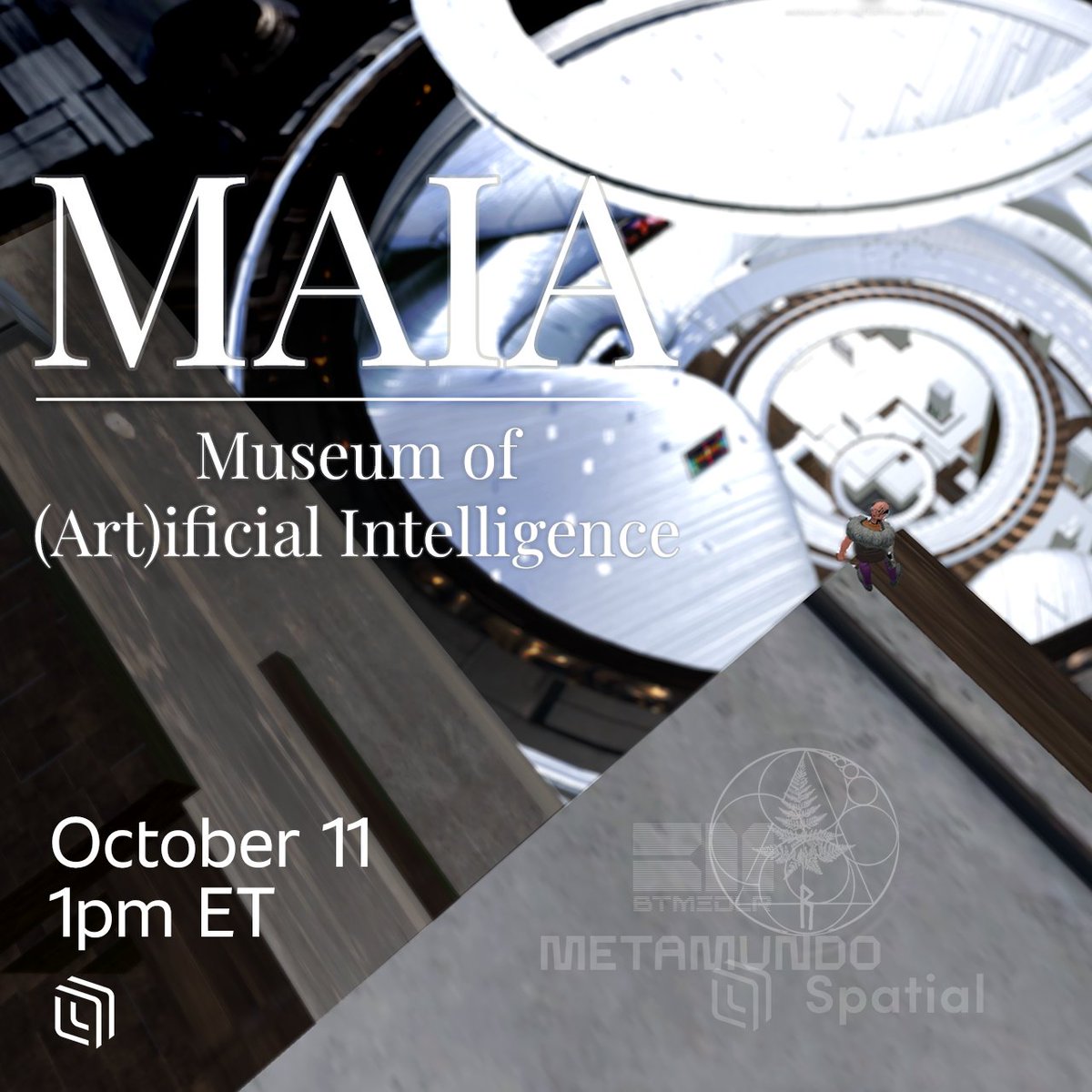 BitMedler's tweet photo. New Date: Oct 11 @ 1pm ET // The first of its kind, MAIA is a metaverse museum dedicated to AI in the arts.

@OpenAI @spatialxr @metamundo_co @bl0ckstone #MAIA #ai #aiarchitecture #aimusic #aitextures #midjourney #dalle #stablediffusion #openai #architecture #metaverse https://t.co/jxA9hoQkbY