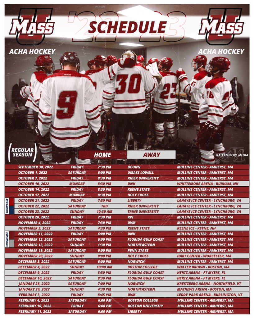 UMass ACHA Hockey on Twitter "2022 2023 Season Schedule (updated