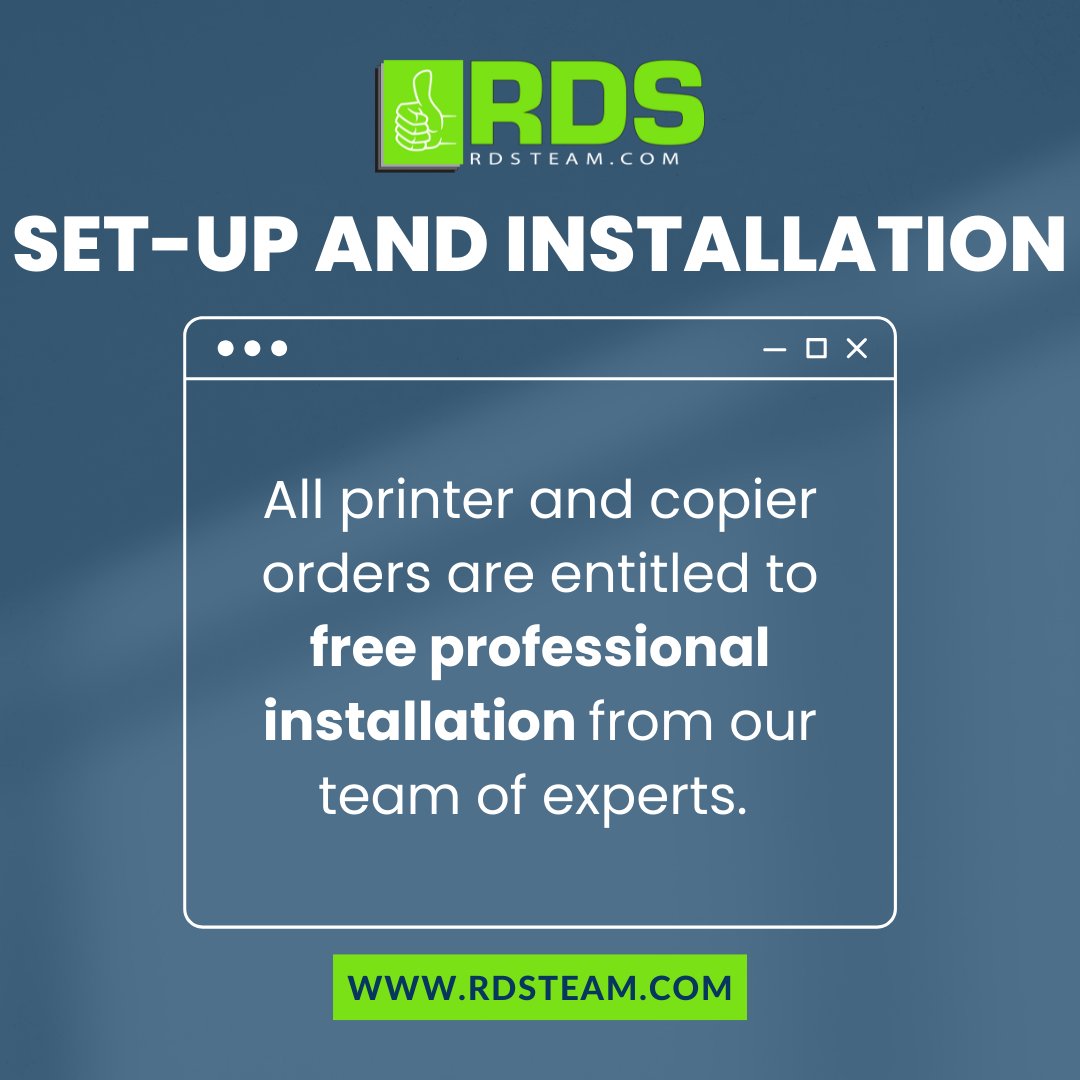 RDSA1Team's tweet image. No need to do it on your own. Our team will make the set up and installation hassle-free! 

#printer #printerinstall #installation #copier #scanner #copiers #scanners #photocopier #photocopiers #rdsteam #professionalinstallation
