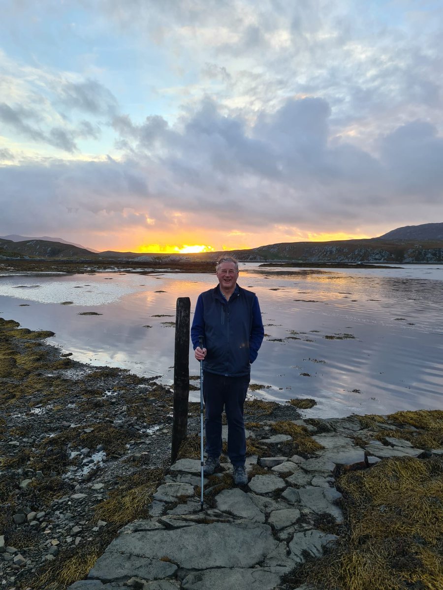 sidbart's tweet image. Sunset and happy hominid. boathouse, Tarbert, Isle of Jura