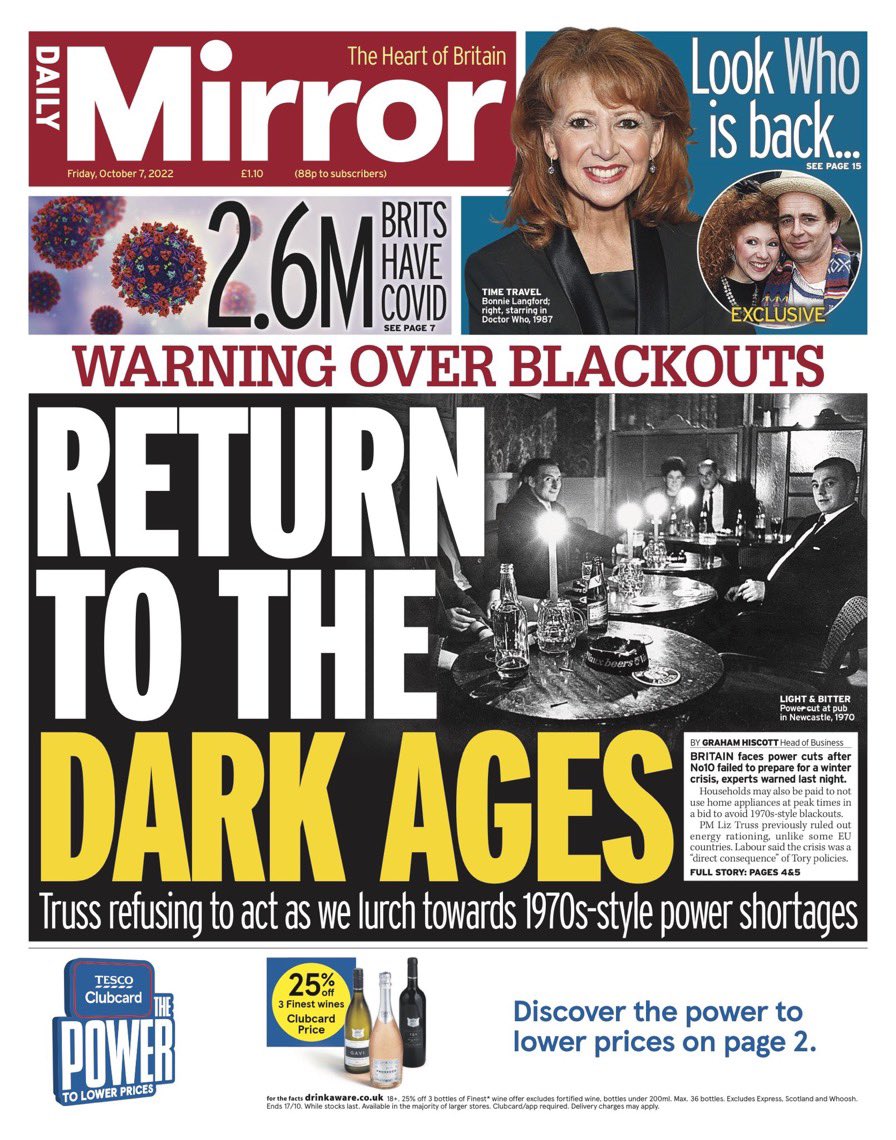The British newspapers will tomorrow lead with the risk of winter blackouts. 

The UK government still refuses to launch a campaign of energy savings.

The risk was clear to everyone inside the industry: bloomberg.com/opinion/articl…

And here my latest column: bloomberg.com/opinion/articl…