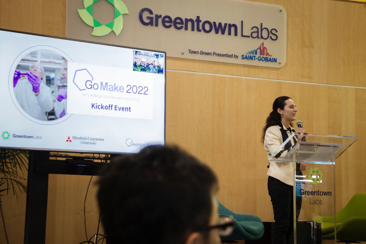 GreentownLabs's tweet photo. First up for opening remarks is Greentown's own @KatherineGeusz who's speaking to the need for decarbonization across industrial supply chains and startup-corporate collaboration #GreentownGo #GoMake2022 https://t.co/w4yKVigfkJ