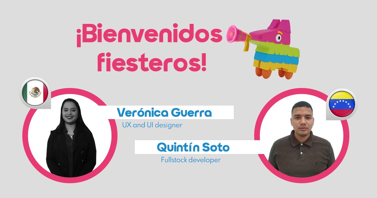 PartyAppMX's tweet photo. Estamos contentos de presentarles a nuestro FullStack developer y a nuestra UK &amp; Ui designer que se integran al equipo de #teampartyapp. ¡Bienvenidos fiesteros¡

#fiestas #designart #developer #designer #startups https://t.co/PV4lkrA1H8