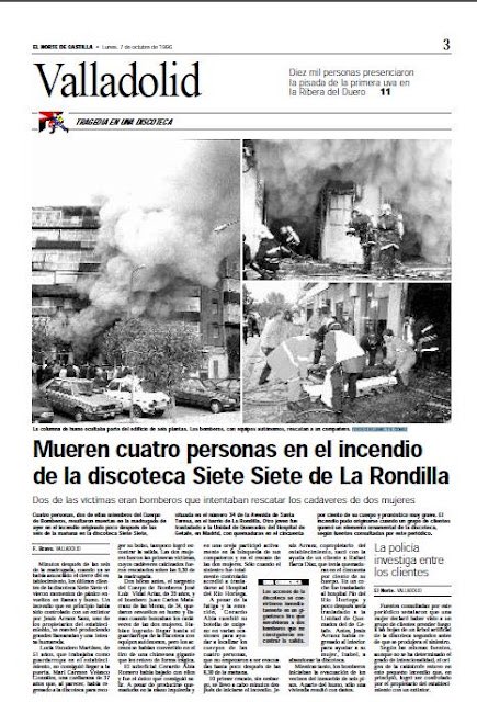 BomberosVLL's tweet photo. Acabó el día pero no queremos dejar de recordar el trágico día del 6 de Octubre.
.
Un incendio originado en la discoteca ‘Siete Siete’ situada en la Avenida de Santa Teresa número 34 donde fallecieron 4 personas. Entre ellos, dos compañeros a los que nunca olvidaremos.
. https://t.co/n4l3GKbA6b