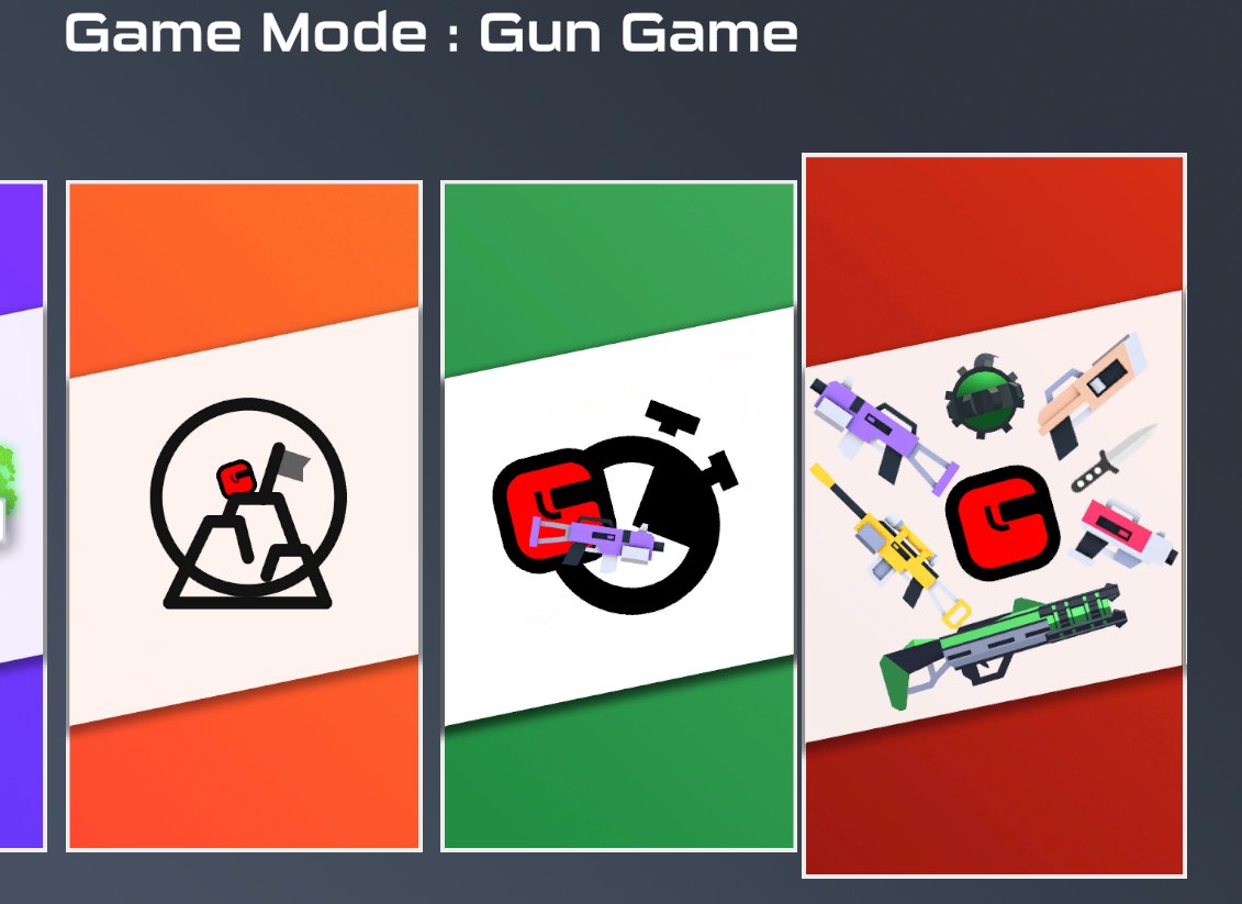 After getting a demand from <a href="/Romain_2907/">Romain_07</a>, I implemented a new game mode, Gun Game.
When you get a kill, you upgrade your weapon, until you get a kill with the laser.

#indiedev #madewithunity #gamedev
