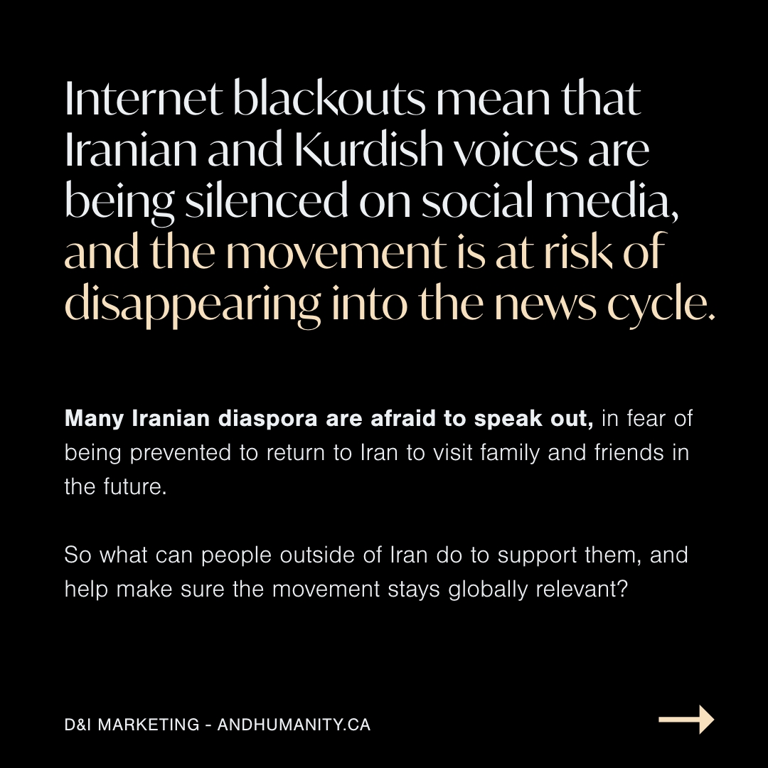 andhumanityca's tweet photo. Watching a revolution unfold thousands of miles away can make us feel helpless – but using modern communication, there are many ways we can support from home.

#MediaAndCommunications #IranProtests #IranRevolution #MahsaAmini #ZhinaAmini #JinaAmini https://t.co/3zwB3zb7m4