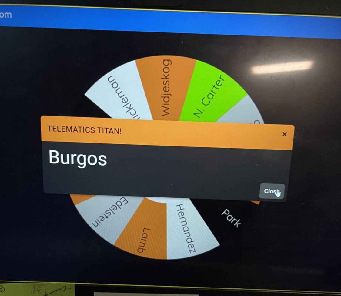 Saying goodbye to our September Telematics Competition- Congrats Dave Burgos for winning our Telematics Titan wheel 2 months in a row!