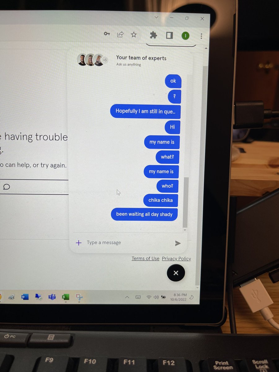 ky_hof's tweet photo. @ATTHelp @Apple @AsurionCares 

If someone could join our chat that would be great. Im running out of things to message myself after trying to get your attention all day. https://t.co/uZB6Yc3x8x