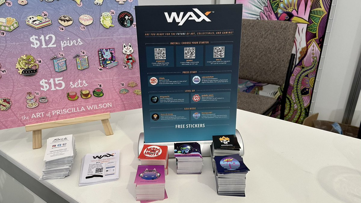 valorandvellum's tweet photo. Looking for more free stickers? I’ll have a bunch at my #TwitchCon2022 booth to help promote my channel and @WAX_io streamers! Come by artist alley and grab one of each! https://t.co/0bjD7yhG6a